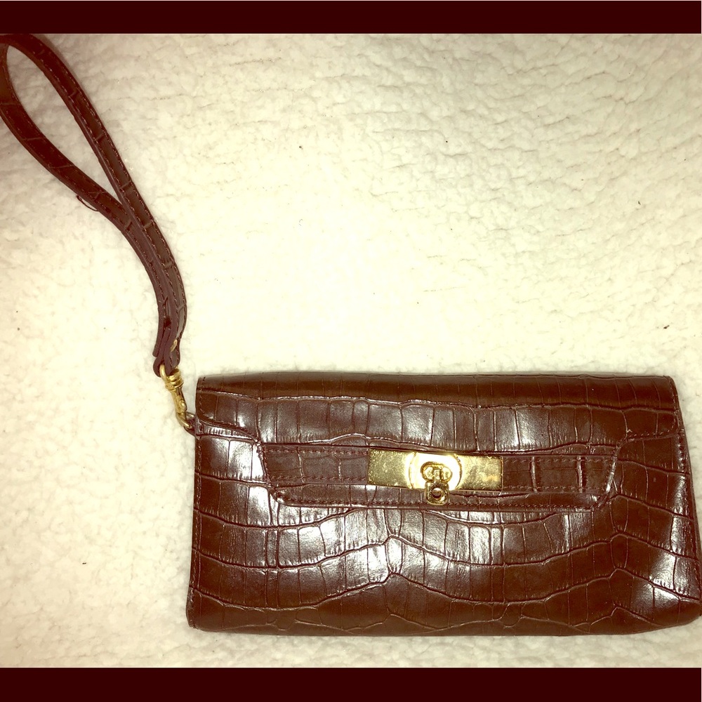 Brown Leather Wristlet